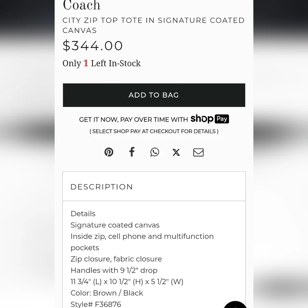 Coach Brown Signature Tote Bag - Picture 15 of 16